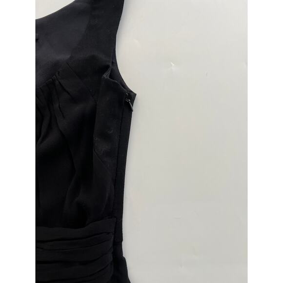 THEORY Emmalee Georgette Twist Front Black Chiffon Ruched Dress Womens Size 0 - Picture 4 of 12